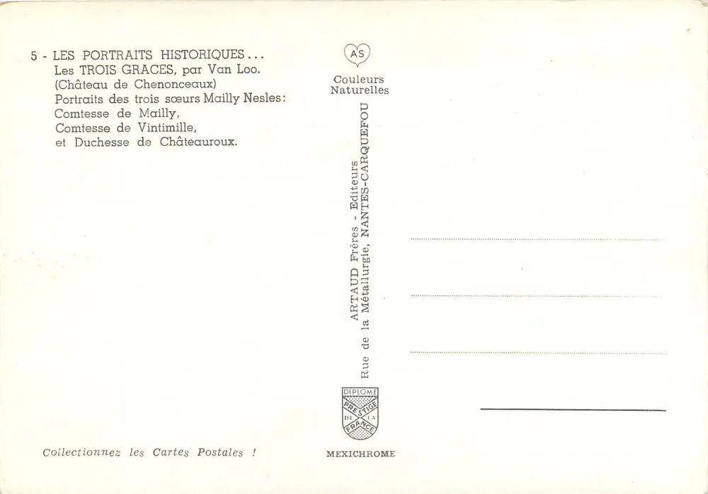 Die Drei Grazien — Die Drei Grazien, von Van Loo — Éditions Artaud Frères, Nantes - Rückseite