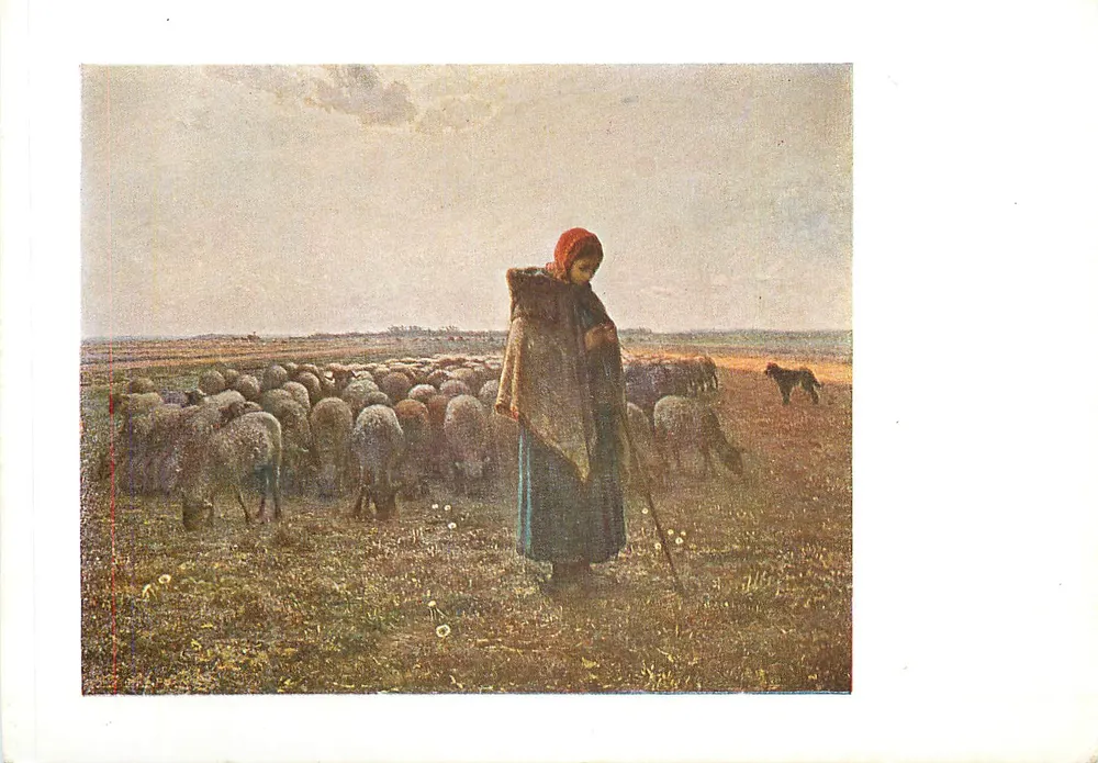 Bergère, die ihre Schafe bewacht — F. Millet (1814-1875) — Les Éditions Nomis, Paris - Vorderseite