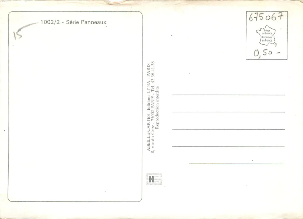 Carte publicitaire — panneau de chantier avec texte humoristique — Éditions LYNA, n° 1002/2 - Verso