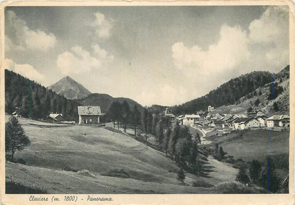 Clavière (m. 1800) - Panorama — Ed. Ris. Voyron - Privativa - Caffé Posta - Frente