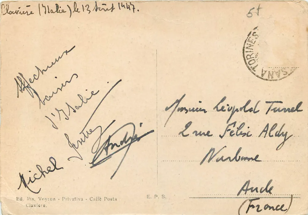 Clavière (m. 1800) - Panorama — Ed. Ris. Voyron - Privativa - Caffé Posta - Verso
