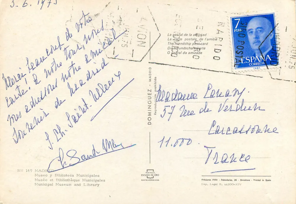 मैड्रिड के म्यूजियम और शहरी पुस्तकालय के पोर्टल — प्रकाशक POSTALES ESCUDO DE ORO, संख्या 167 - पीछे