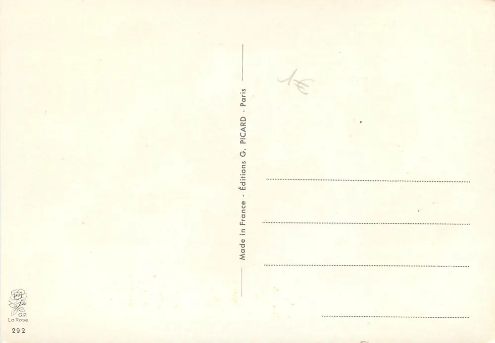 Flores — íris violeta, rosas vermelhas e rosas pálidas — Edições G. PICARD, n°292 - Verso