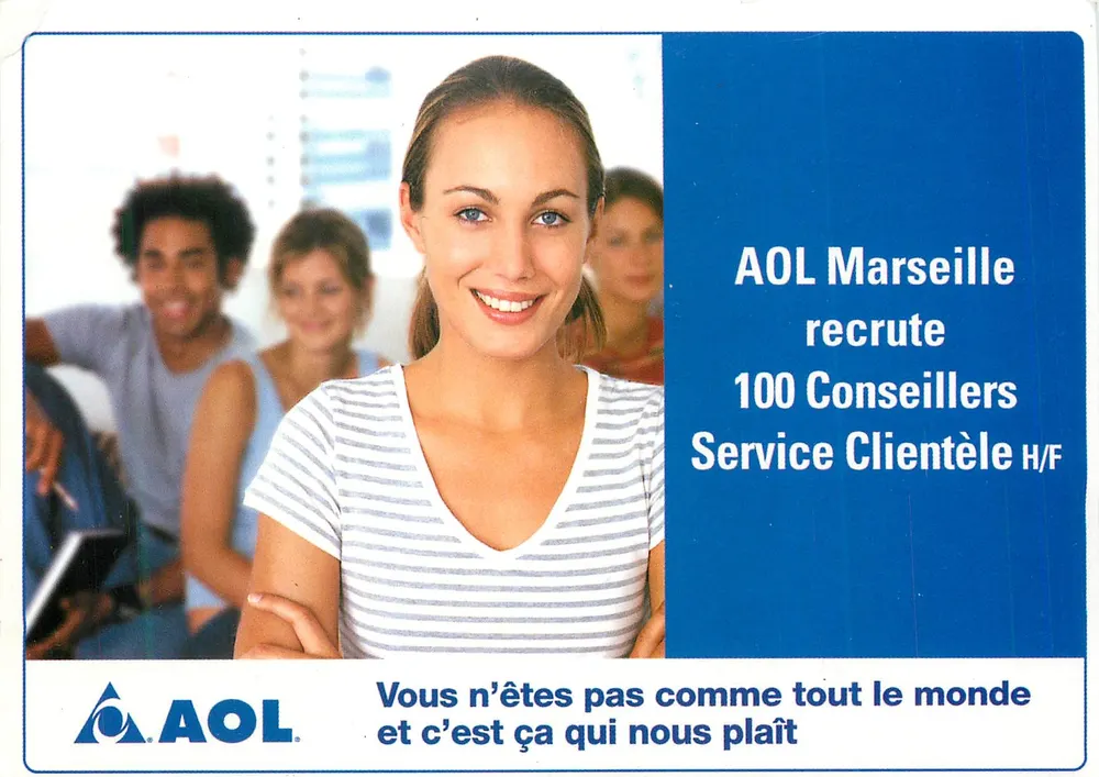 AOL Marseille — Rekrutierung von 100 Kundenberatern H/F — AOL Member Services Europe - Vorderseite