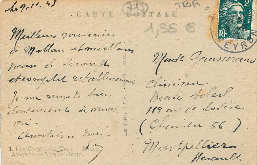 As Gorges do Tarn — Vista geral — As Cartas A.P.A. — POUX - Verso