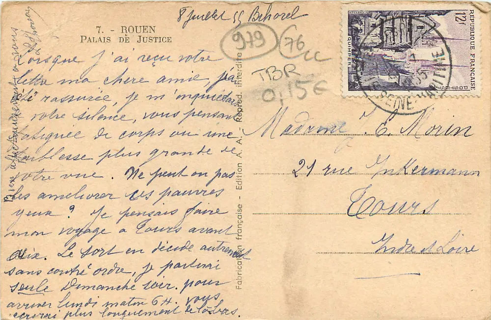 Sainte Bernadette — Darstellung in weißem Kleid und Schleier — Ausgabe A. A. Nachahmung verboten - Rückseite