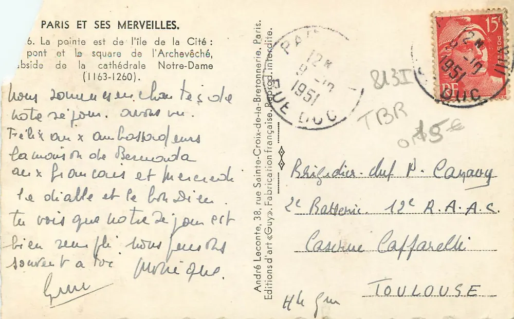 Notre-Dame de Paris — Brücke des Erzbischofs — Verleger Guy, Nr. 6 der Serie 'Paris und seine Wunder' - Rückseite