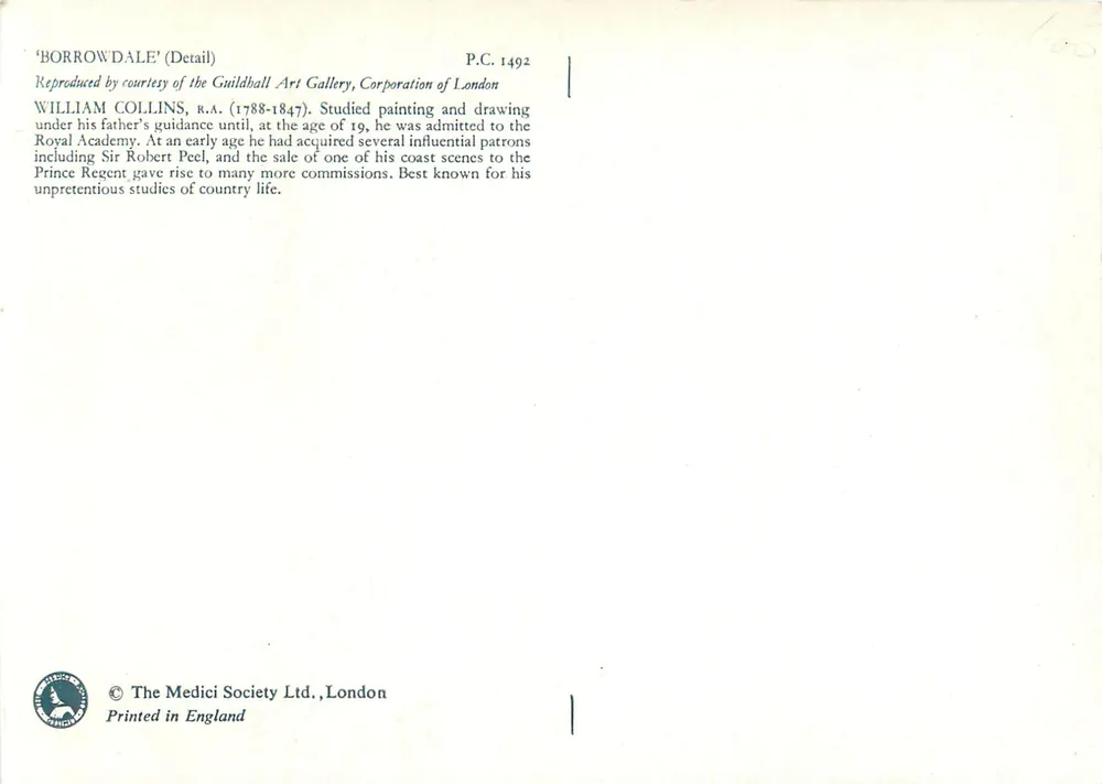Borrowdale — detalhe — William Collins, R.A. (1788-1847), P.C. 1492 - Verso