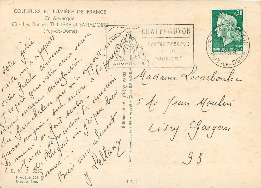 Les Roches Tuiilière et Sanadoire — Puy-de-Dôme — Art Editions Yvon - Rückseite