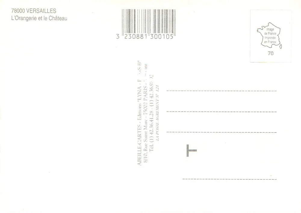 Orangerie — Castelo de Versailles — Éditions LYNA - Verso