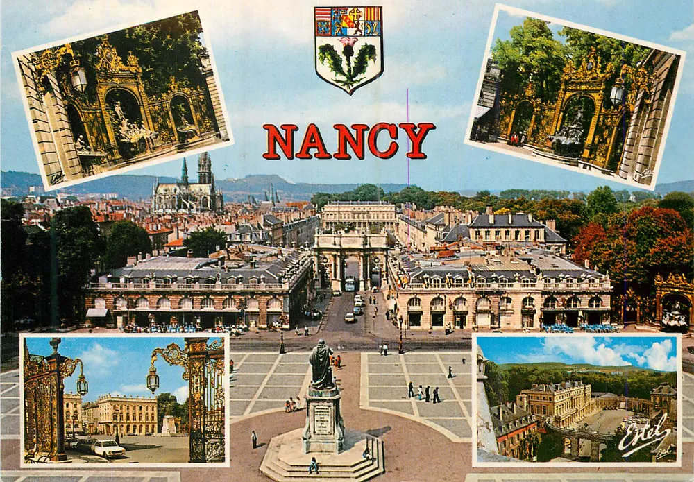 NANCY — Panoramablick mit Denkmälern — Verlag ESTEL, Seriennummer nicht sichtbar - Vorderseite