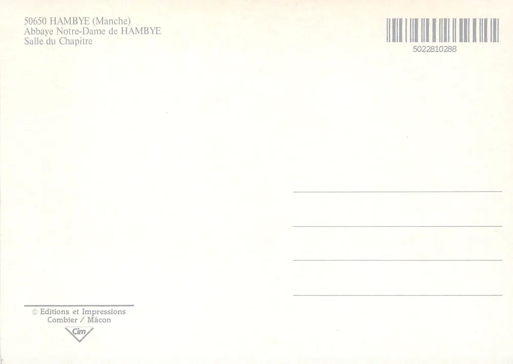 Abbaye Notre-Dame de Hambye — Salle du Chapitre — Éditions et Impressions Combier / Mâcon - Back