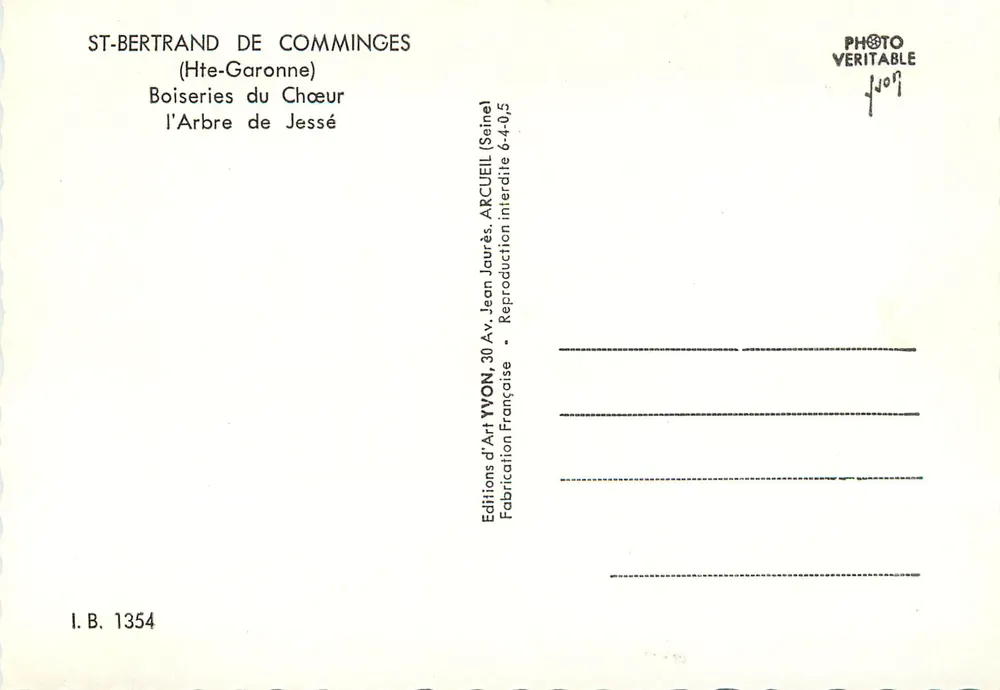 St-Bertrand de Comminges — Holzschnitzerei des Chors — Éditions d'Art Yvon - Rückseite