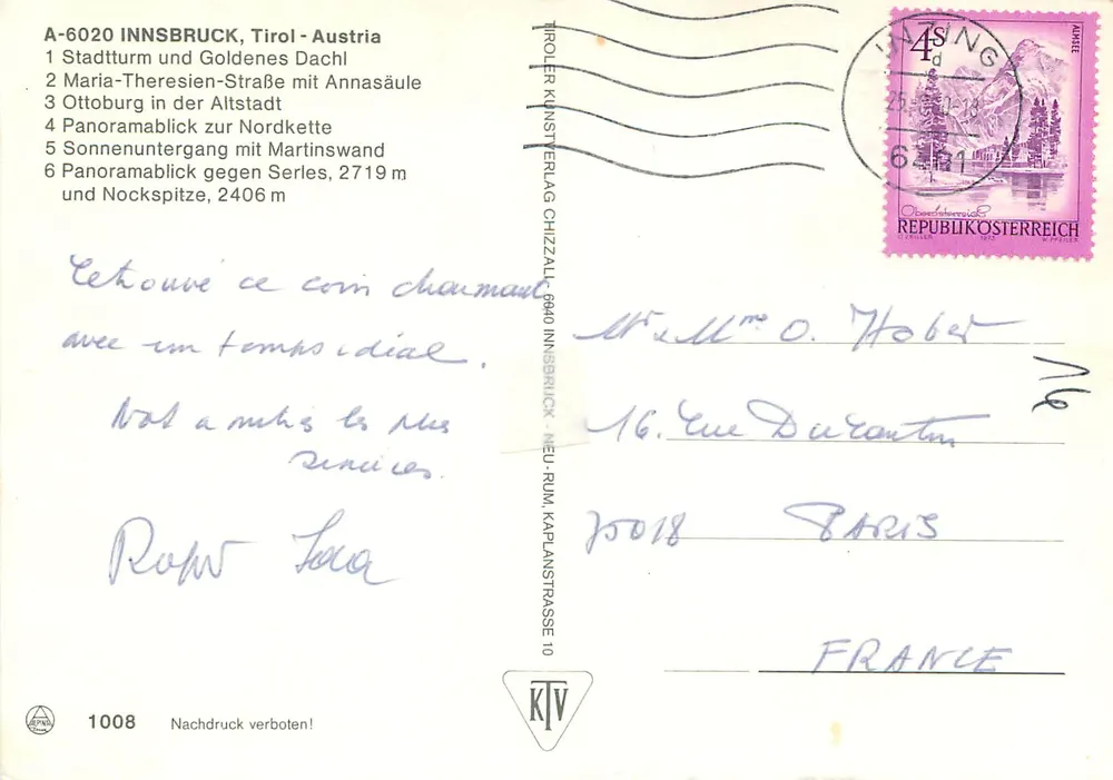 Innsbruck — Alpenstadt — Tiroler Kunstverlag Chizall - Rückseite