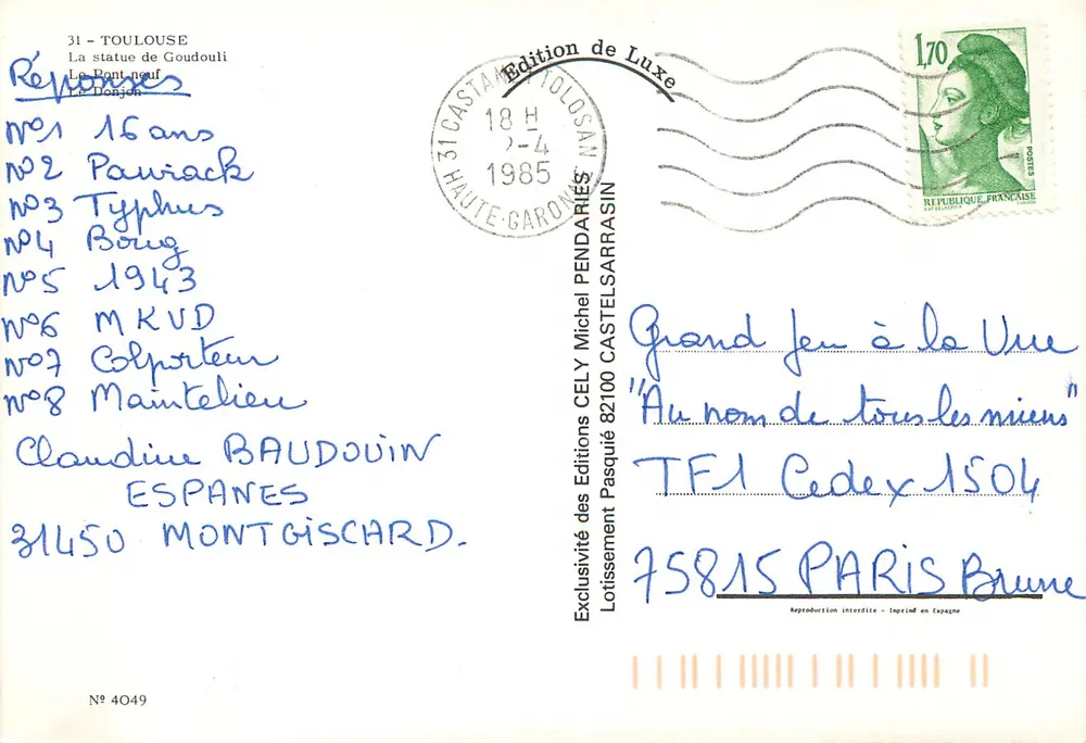 Toulouse — Cité des Violette — Édition de Luxe CELY - Rückseite
