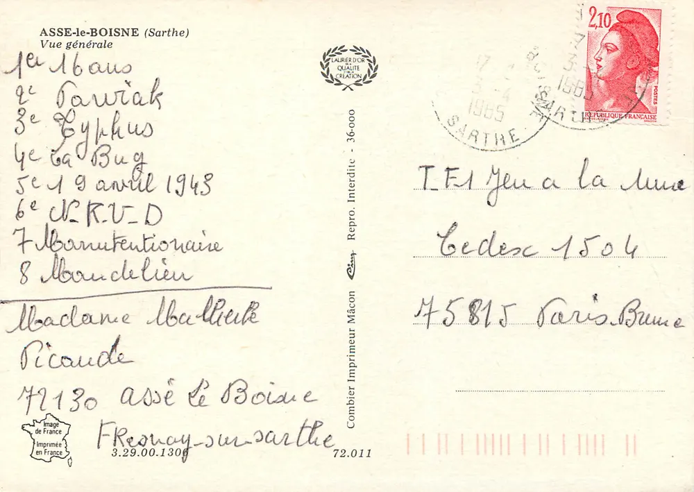 Asse-le-Boisne (Sarthe) — Vista geral — Combier Imprimeur Mâcon - Verso