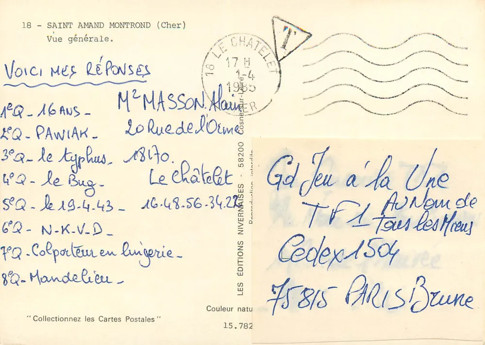 Saint-Amand-Montrond (Cher) — Vista geral — Les Éditions Nivernaises, n° 15.782 - Verso