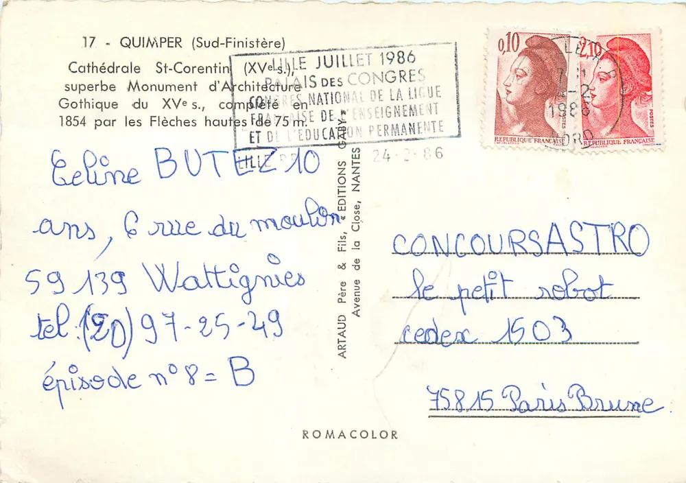 Cathédrale Saint-Corentin — Quimper (Finistère) — Éditions Artaud Père & Fils, n°17 - Verso