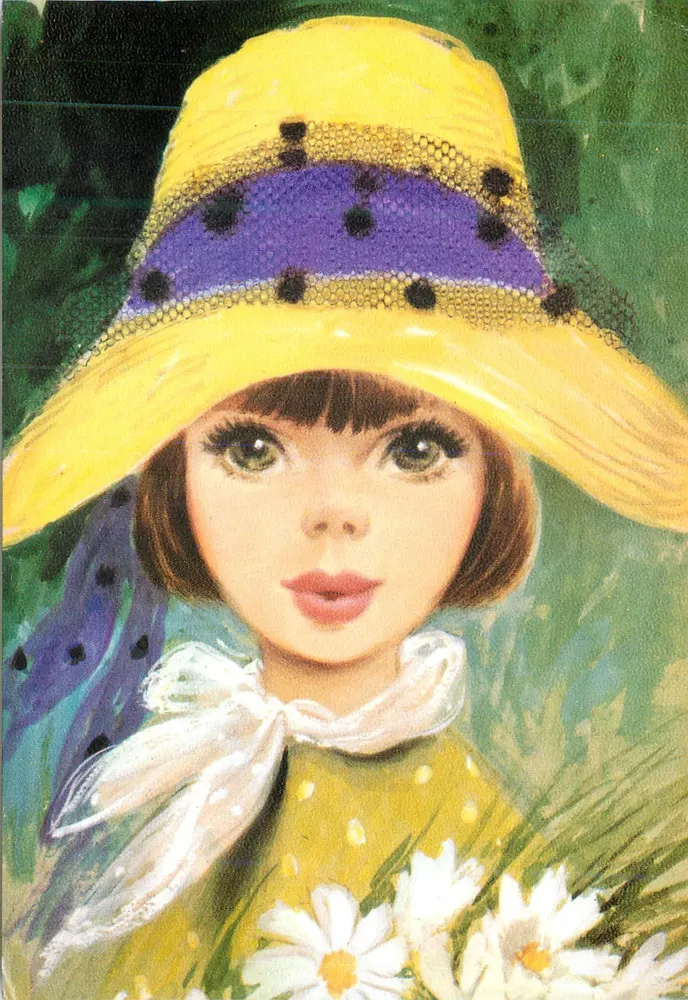 Menina com chapéu amarelo — Série N° 5432 — M.D. Paris - Frente