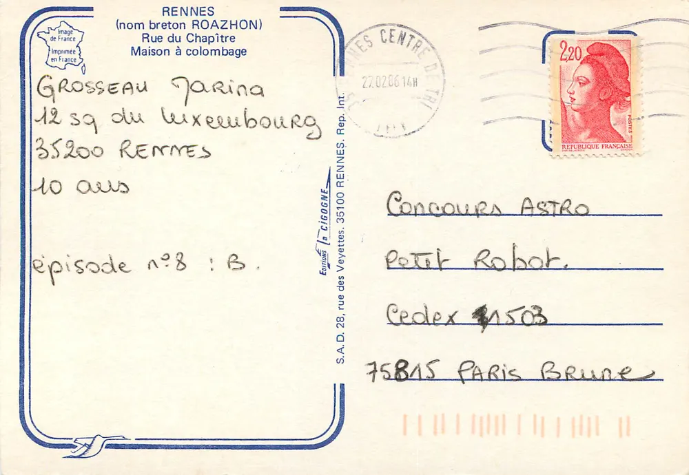 Casa de madeira e pedra — Rennes (nome bretão ROAZHON) — S.A.D. Impressor - Verso