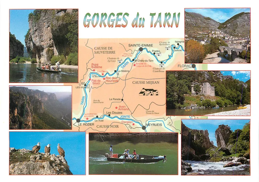 Gorges do Tarn — Carte postal turística com mapa e fotos — S.A. APA-POUX - ALBI - Frente