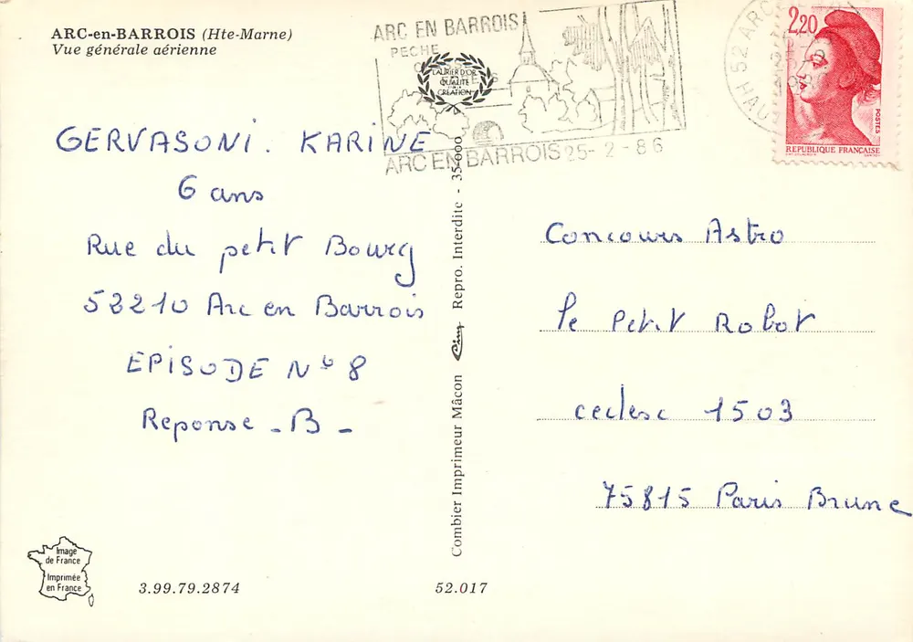 Arc-en-Barrois — Vista geral aérea — Impressor Combier - Verso