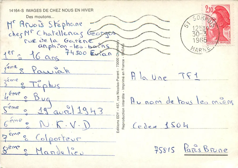 Rochers enneigés — Éditeur EDY — n° 14164-S - Verso