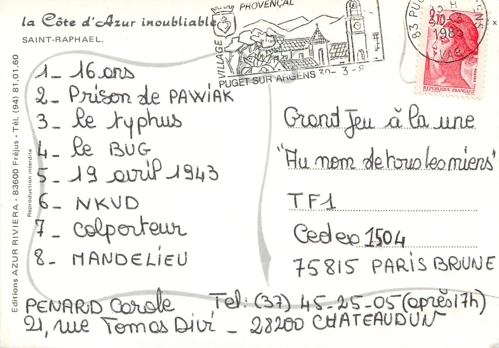 St RAPHAEL — praia e edifícios — Éditions AZUR RIVIERA - Verso