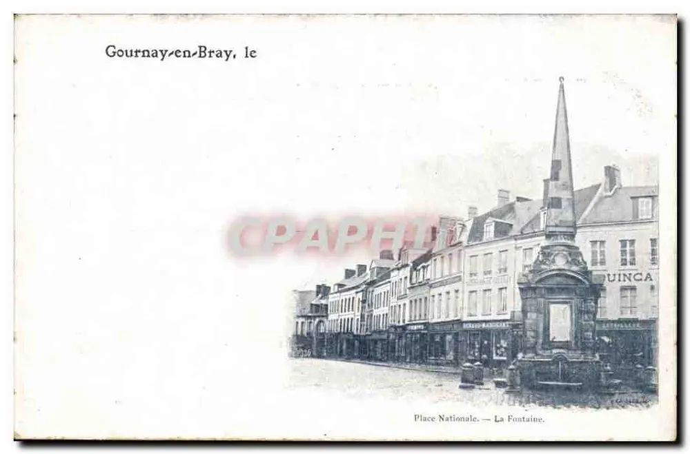 Gournay-en-Bray, Nationalplatz — Fontäne — Verlag Quinga - Vorderseite