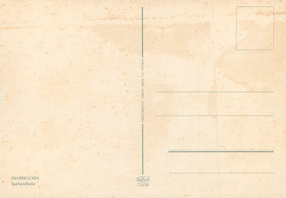 Saarlandhalle — Saarbrücken — editore Th. Klein GmbH - Verso