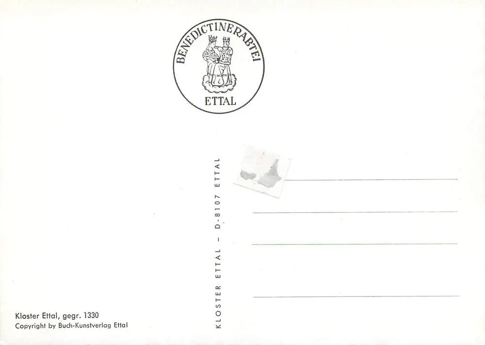 Kloster Ettal — vista invernal — Buch-Kunstverlag Ettal, n° 8107 - Verso