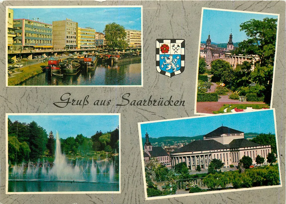 Saarbrücken — vista panorámica con escudo — editor desconocido, número de serie no visible - Anverso