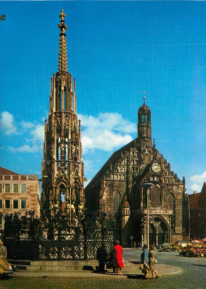 Nürnberg — Schöner Brunnen und Frauenkirche — Verlag Schöning & Co + Gebrüder Schmidt - Recto