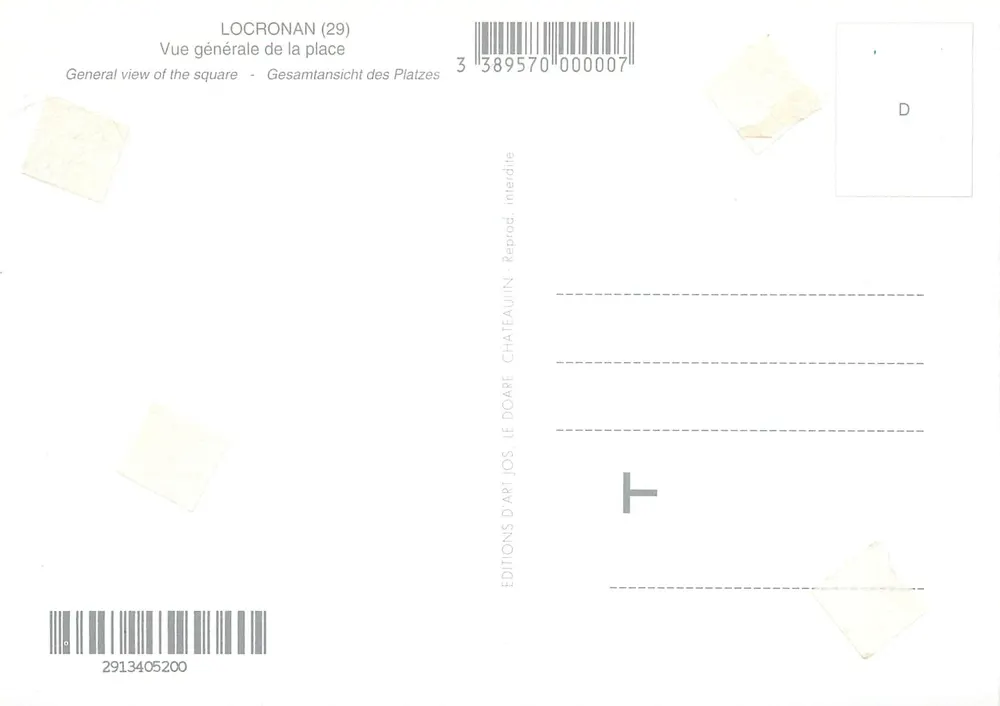 Locronan (29) — Algemene uitzicht van de plein — Edities d'Arte JOS. LE DOARE - Achterkant