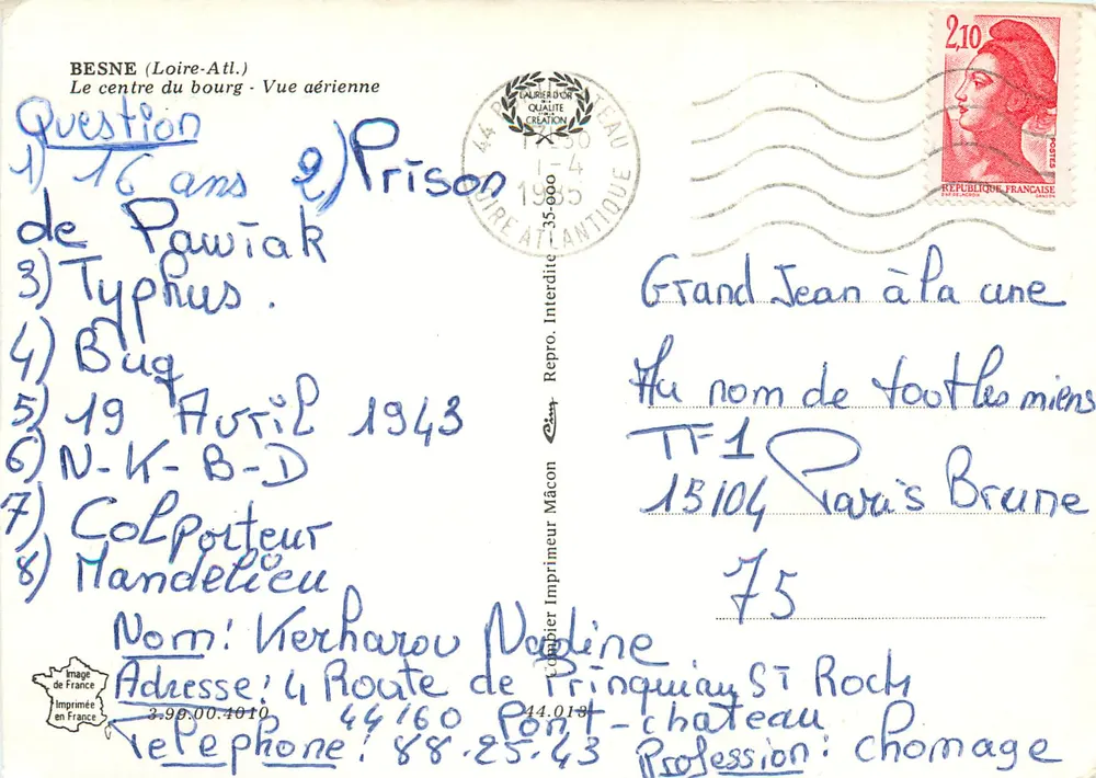 Besne (Loire-Atlantique) — Le centre du bourg - Vue aérienne — Imprimeur Mâcon - Verso