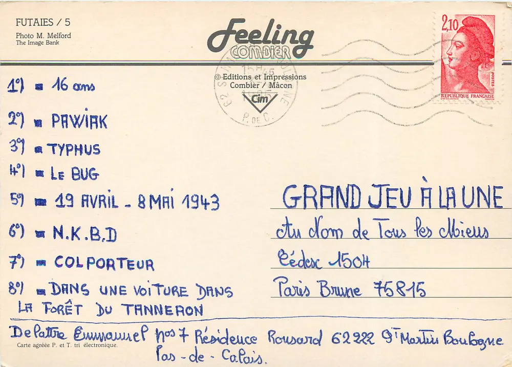 Futaies / 5 — Fotografia M. Melford — Wydawnictwo i Druki Combier / Mâcon - Rewers