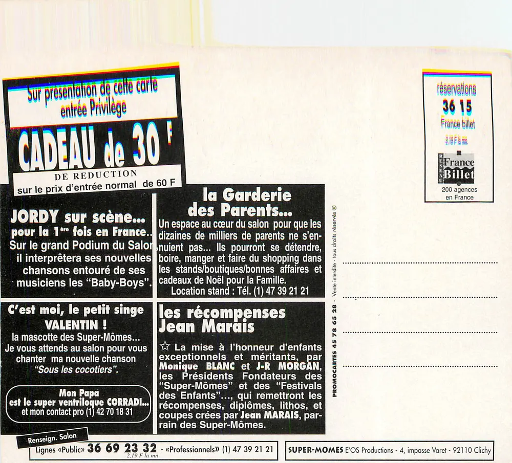 1. Kindermesse — Super-Mômes 95 — Parc des Expos du Bourget — Verlag: SUPER-MÔMES E'OS Productions - Rückseite