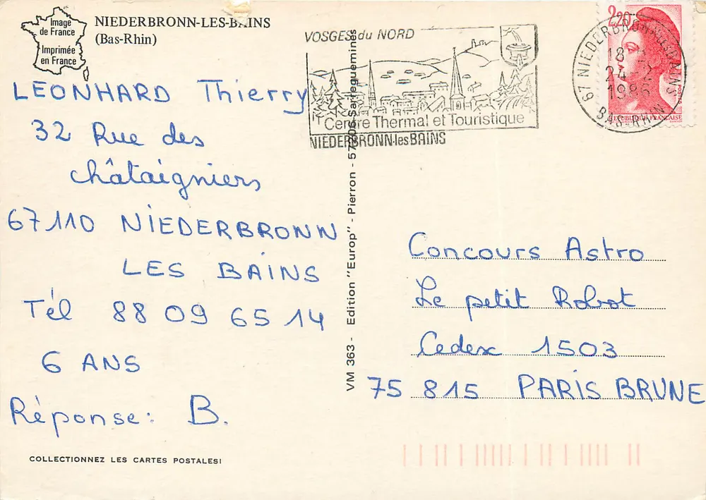 Niederbronn-les-Bains — estação termal e climática — Edição 'Europ' n°363 - Verso