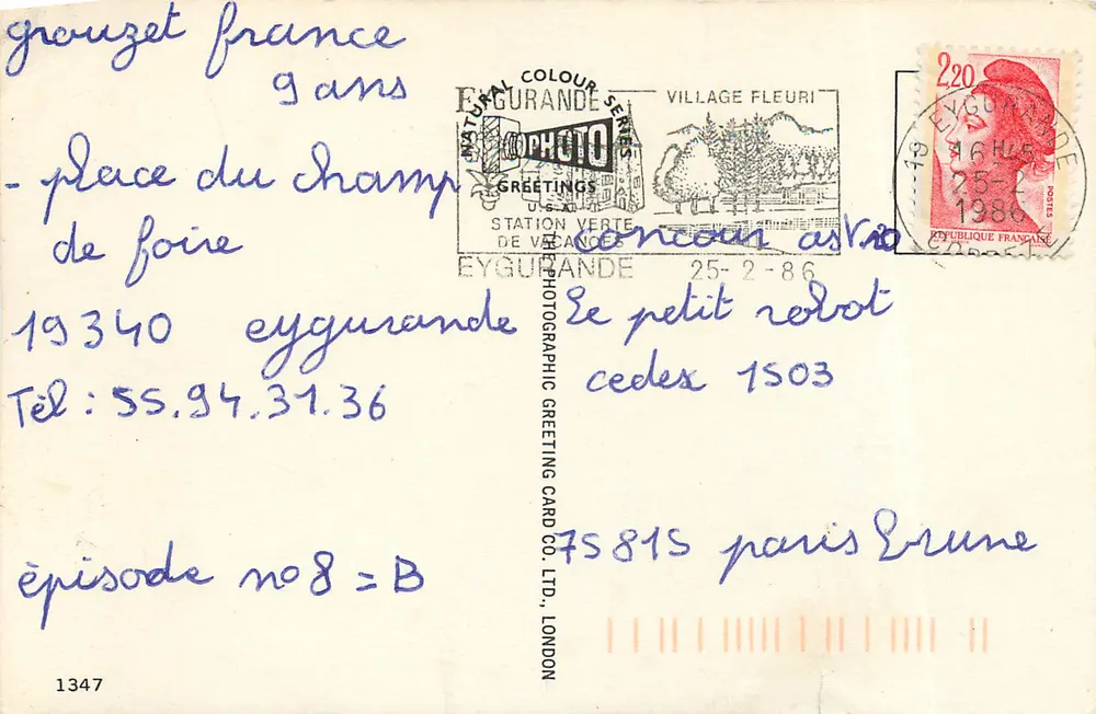 Famous Landmarks of LONDON — Natural Colour Series, éditeur : Photographic Greeting Card Co. Ltd., n° 1347 - Verso