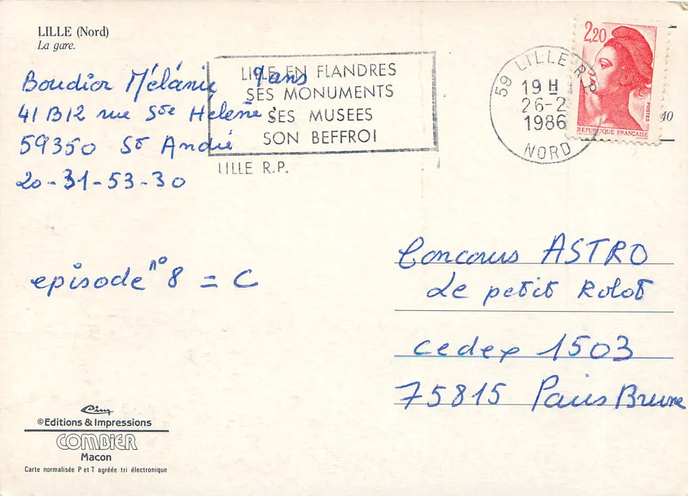 A estação de Lille — decorada com bandeiras tricolores — editor Combier, n°8 - Verso