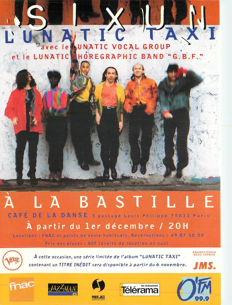 Lunatic Taxi — mit dem Lunatic Vocal Group und dem Lunatic Choreographic Band "G.B.F." — Productions Bleu Citron - Vorderseite