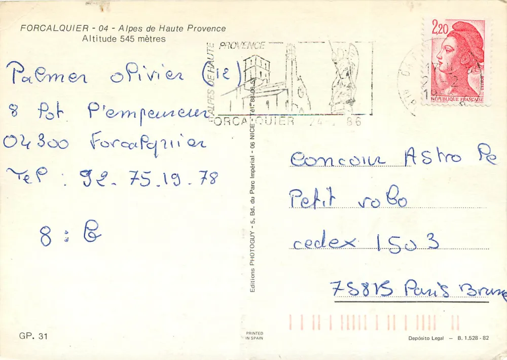 Forcalquier — Capital da Alta Provença — Edições do Parc Impérial - Verso