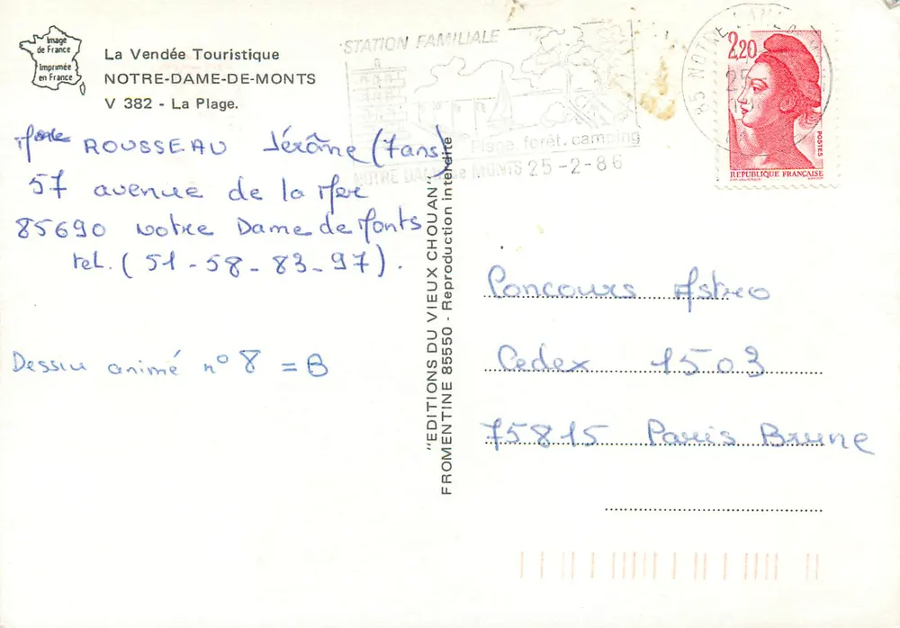 Notre-Dame-de-Monts — plage animée — La Vendée Touristique, n° 8 - Verso