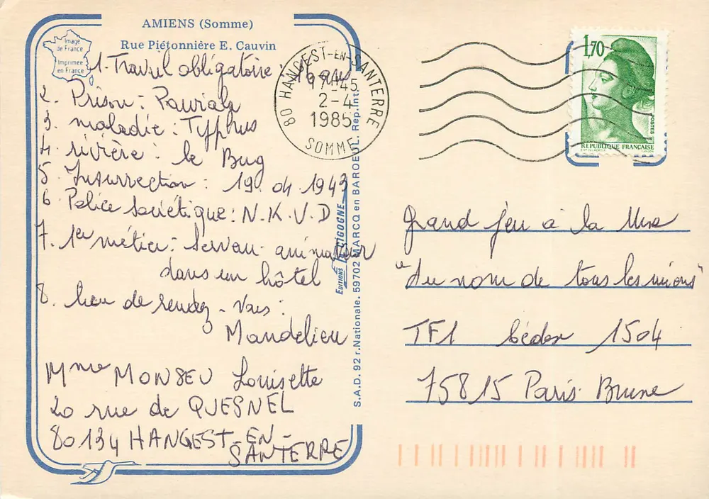 Praça do Mercado — Amiens — editor S.A.D. 92 - Verso