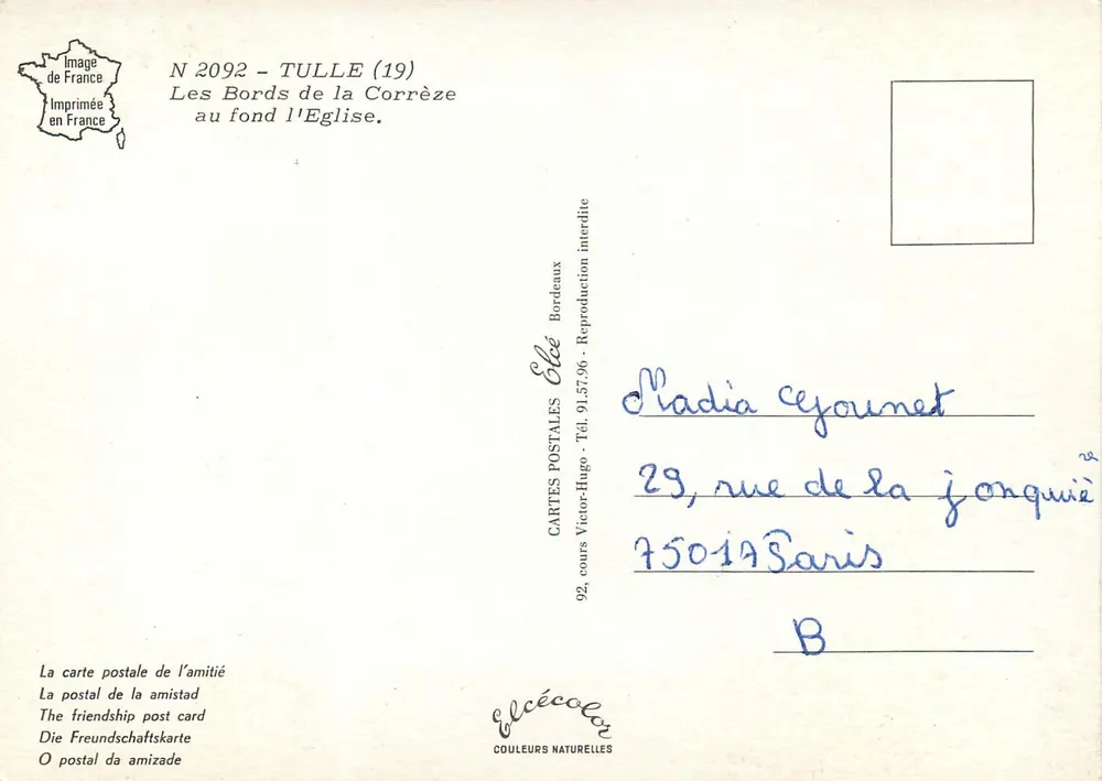 Tulle (19) — Die Ufer der Corrèze mit der Kirche im Hintergrund — Élécé - Rückseite