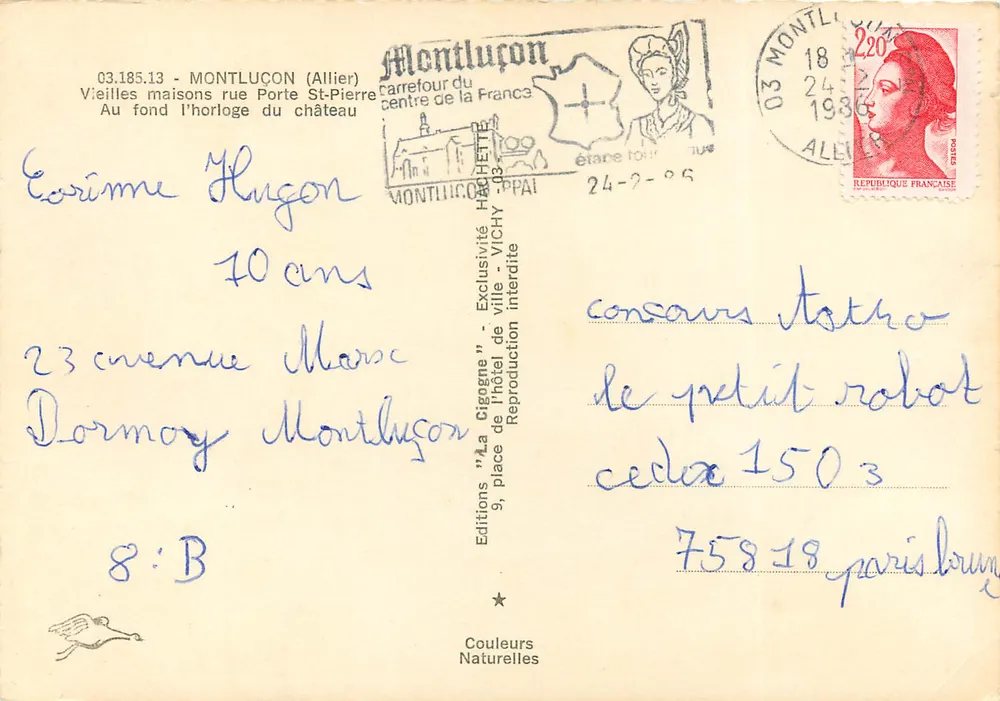 Vieilles maisons rue Porte St-Pierre — Montluçon (Allier) — Éditions "La Cigogne" n° 03.185.13 - Verso