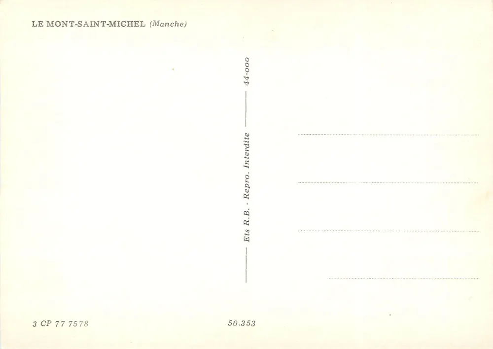 O Monte Saint Michel — vista noturna e diurna — Ets R.B. Repro. Interdite - Verso