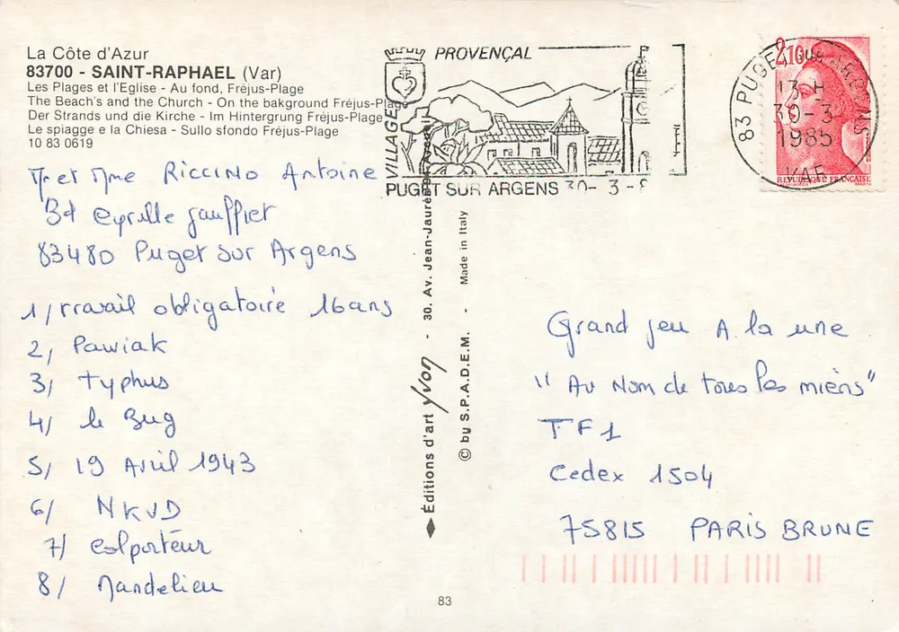 La Côte d'Azur — Saint-Raphaël (Var) — Éditions d'art d'Argens - Verso