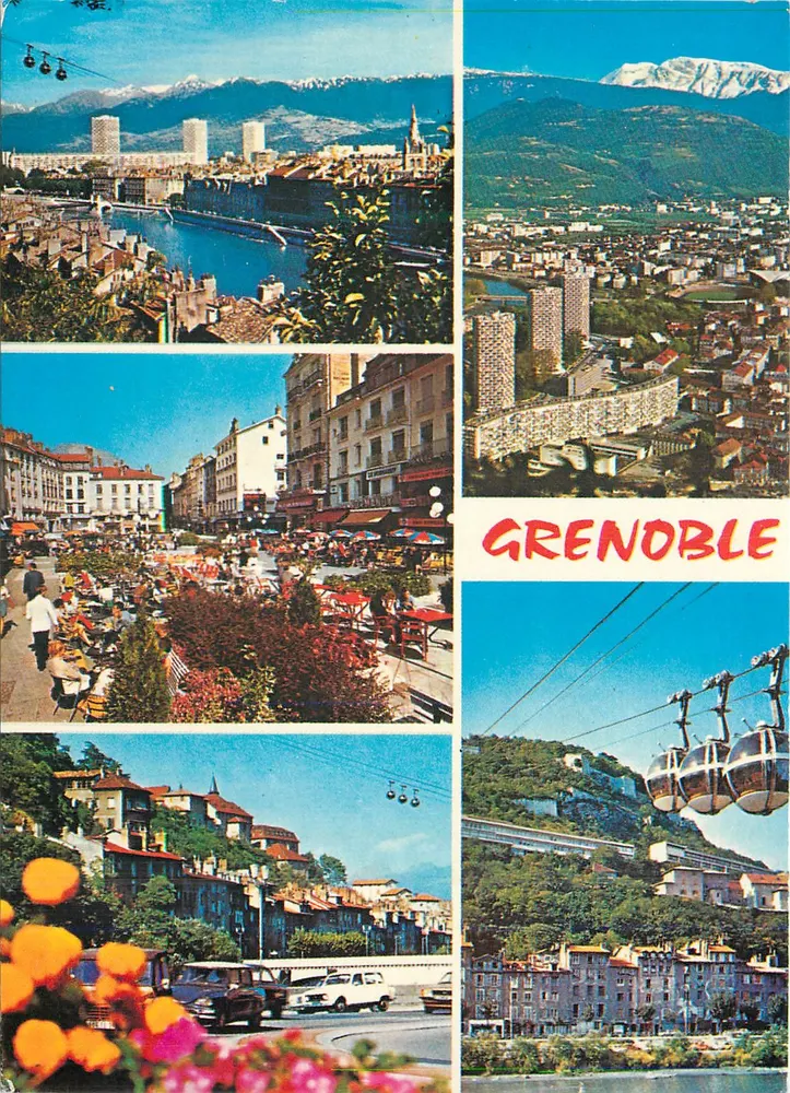 Grenoble — vue générale et téléphérique — Éditions Place Grenette - Recto