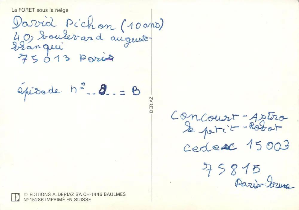 Floresta sob a neve — Episódio n°8 — Éditions A. Deriaz, n°15286 - Verso